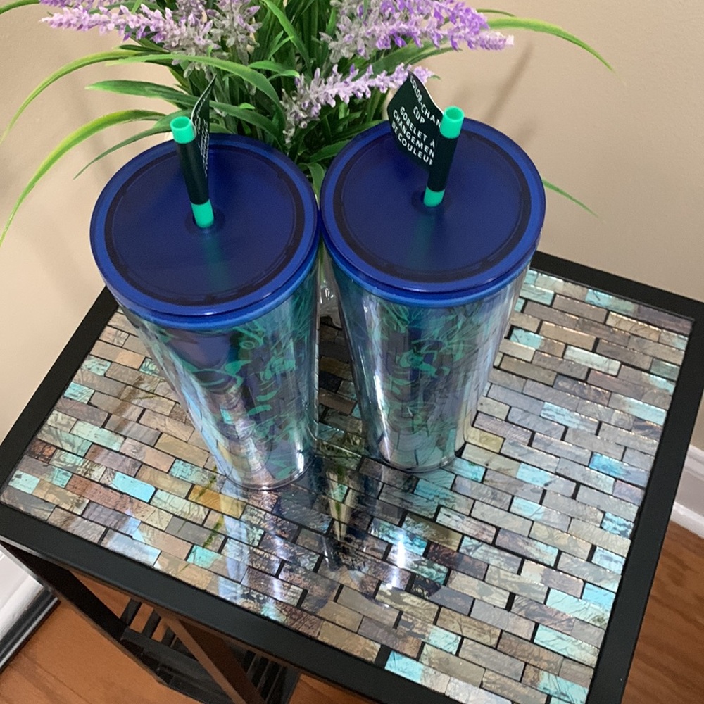 Starbucks Holiday 2022 Color Change Blue Glitter Rose Corsage Cold Cup Tumbler - Picture 5 of 16